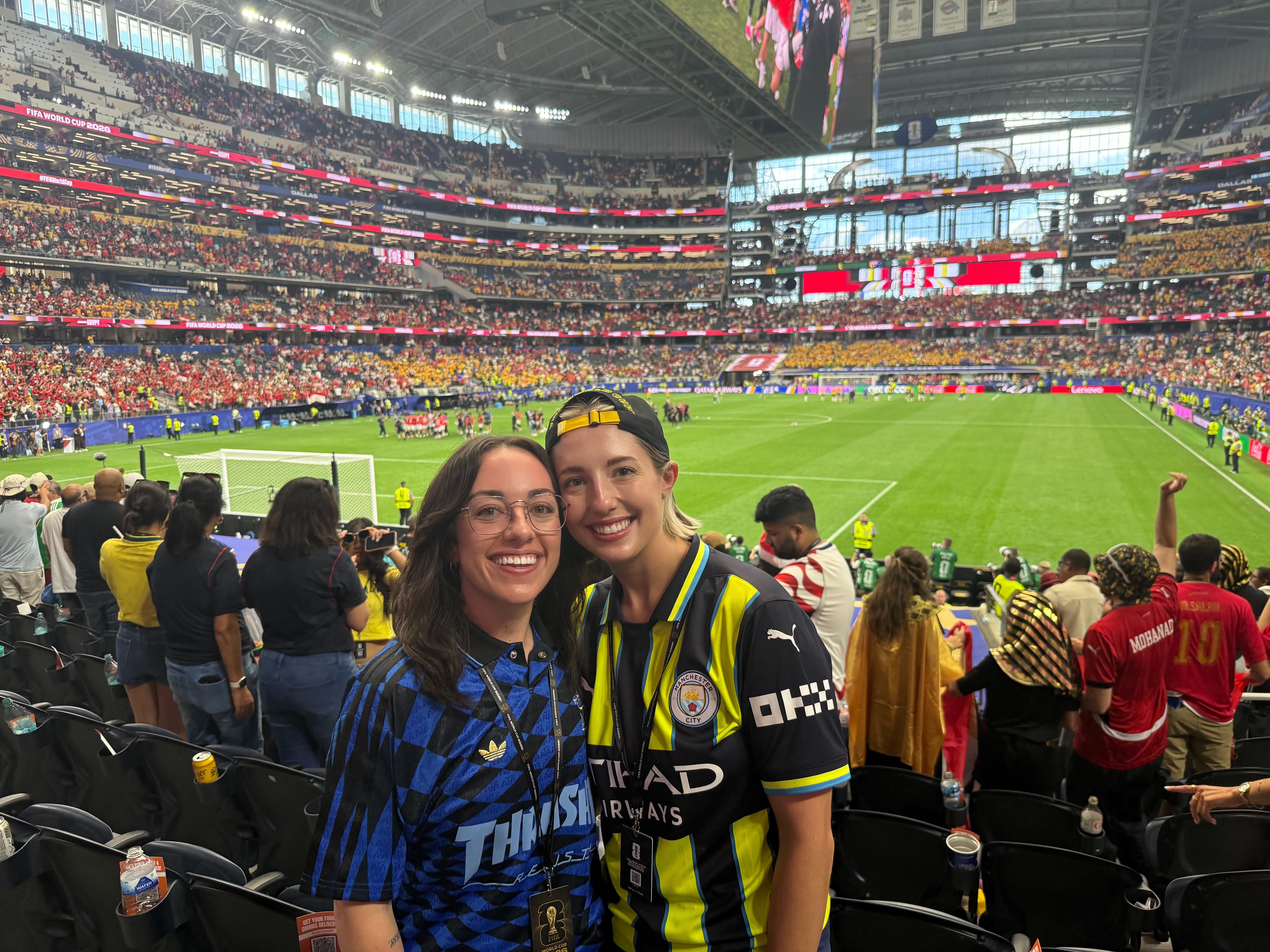 Sam and her partner Kathryn at a 2026 FIFA World Cup Match